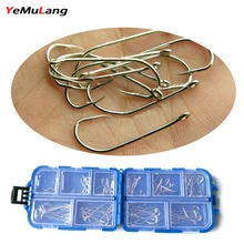 YeMuLang 100 шт./лот 1#-10# прочная углеродистая Сталь рыболовный крючок, рыболовные крючки Pesca Jig Head бронзовых морских рыболовных крючков С Отверстием Карп для рыбалки