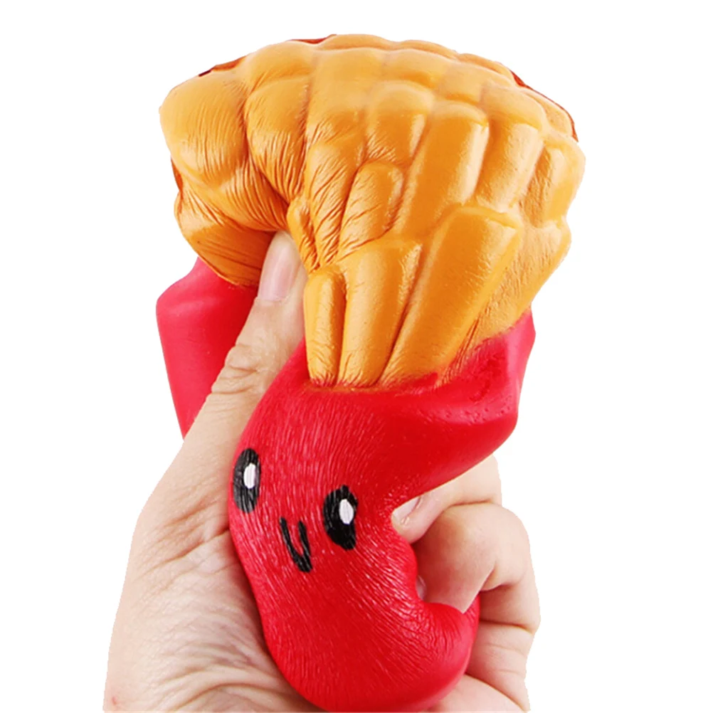 

JINHF Cute Chips Squishy Jumbo French Fries Slow Rising Soft Scented Bread Cake Elasticity Stretch Kid car key ring