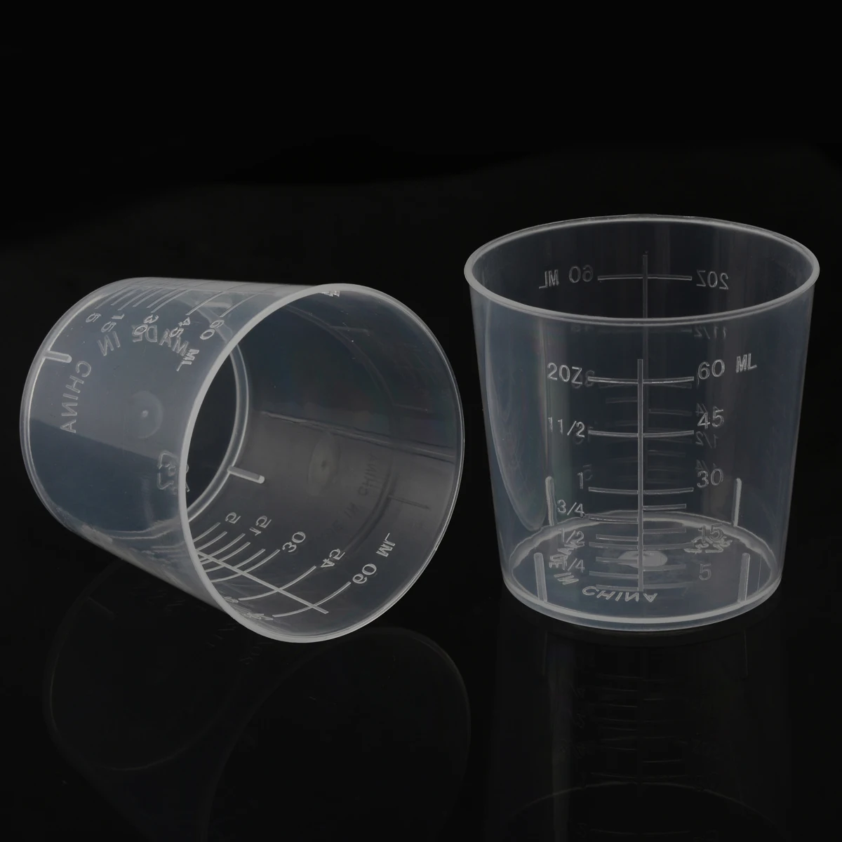 10pcs 60ml Plastic Transparent Measuring Cups with Scale Surface Liquid Container Kitchen Tool Supplies