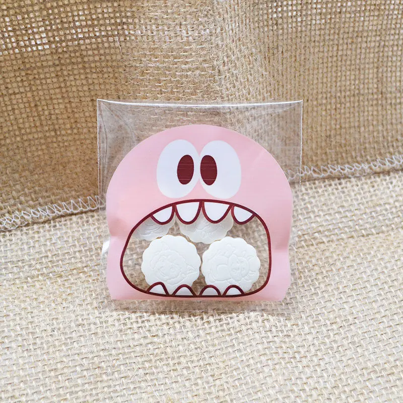 50 piezas de 7*10 cm/7*7 cm, bonitos paquetes de regalo para pasteles con diseño de lazo rosa, bolsas de OPP, bolsas de plástico para galletas, dulces, suministros para fiestas de bodas