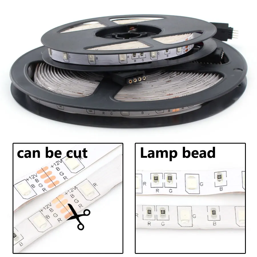 12 В светодио дный полосы света SMD 2835 RGB Водонепроницаемый 5 м 120 светодио дный/M RGB 12 В светодио дный прокладки 12 В вольт ленты лампы Диод ленты