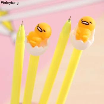 

2020 New Egg Lazy Black Gel Pen Creative Cute Yellow Decoration Office School Stationery Kawai Fashion Child Stationery Toy