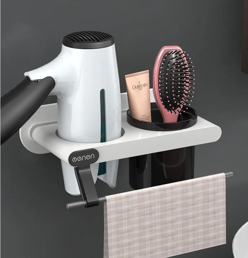 1pcs Plastic Hair Dryer Holder Wall Mounted Rack Shelf Hairdryer Storage Holder Bathroom Accessories