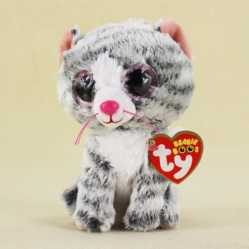 15cm TY Beanie Boos Kawaii Gray Cat Plush Doll Toy For Kids