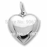 

100pcs a lot rhodium plated hollow ,puffed heart charm jewelry