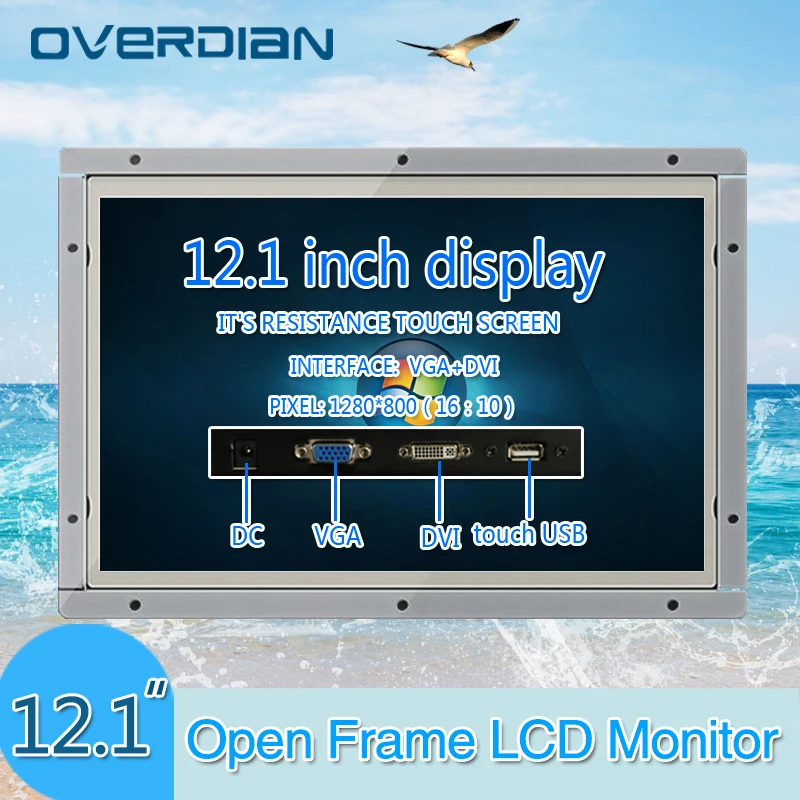 

12"VGA/USB/DVI Interface Open Frame Metal Shell All Angle of View Resistance Touch IPS Screen Industrial Lcd Monitor TFT Type