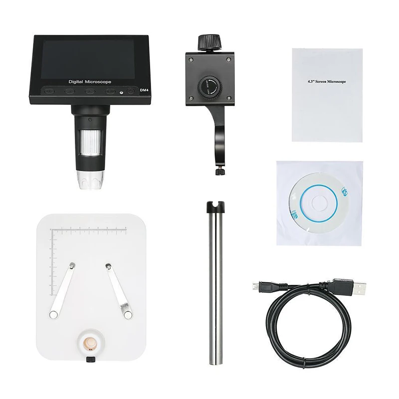 Микроскоп vga DC 5 V светодиодный для ремонт печатных плат паяльный инструмент регулируемое увеличение ABS 4,3 "ЖК-дисплей Промышленная