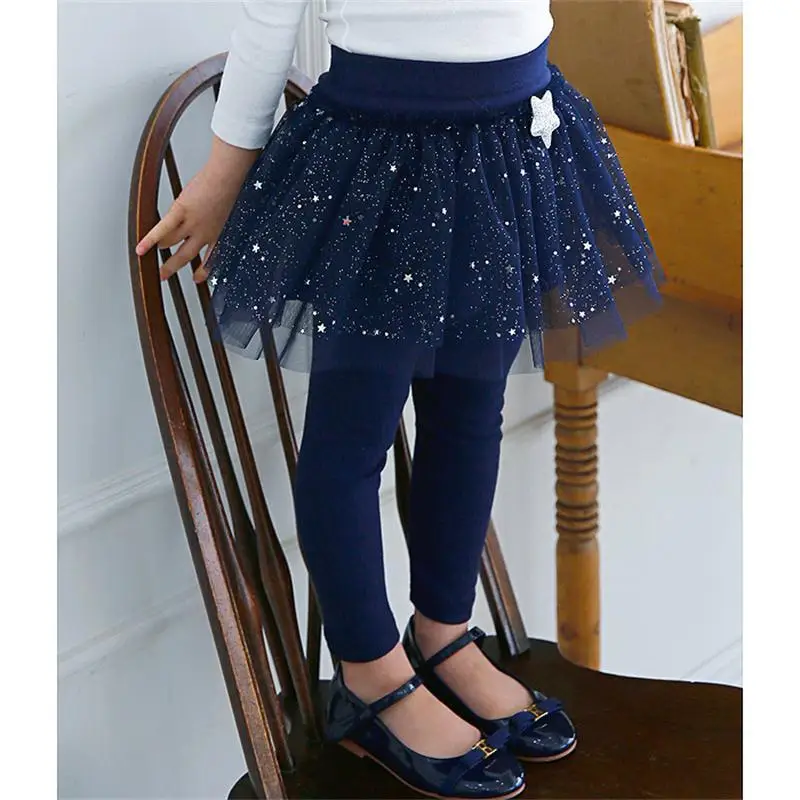 

Drop ship 2019 NewGirl Leggings Children Trousers Spring Autumn Dance Stars Gauze Skinny Skirt Leggings Kids Pants Girls Clothes