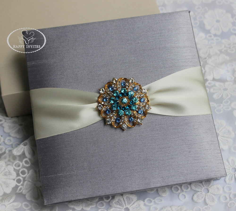 HI2019-07 Hot Sale Silver Silk Box with Brooch   More Colors Available