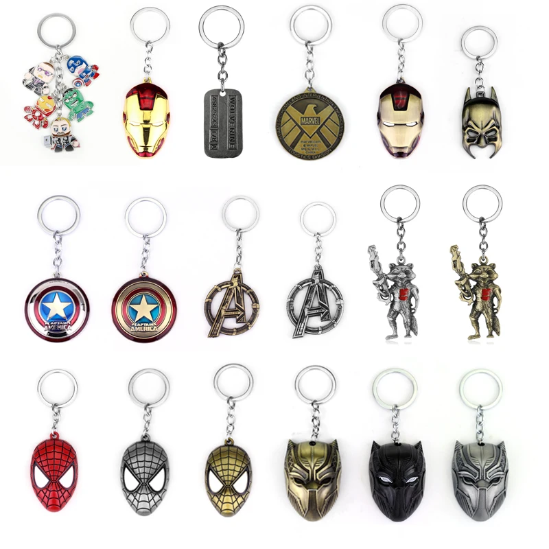 

2019 NEW Marvel Avengers Thor's Hammer Mjolnir Keychain Captain America Shield Hulk Batman Mask KeyChain Keyrings Drop Wholesale