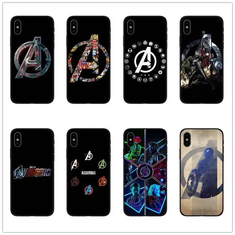 

Marvel Avengers Shield Phone Case black silicone for apple iphone 5 6 5S X 7 8 6S PLUS SE XR XS XS MAX case Avengers cover coque