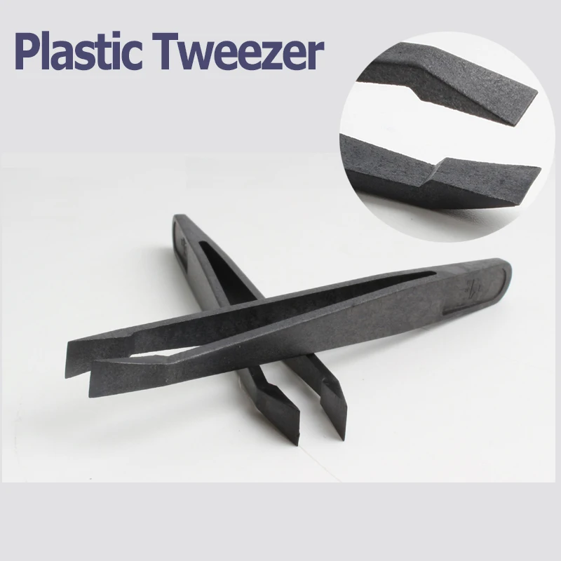 

100 pcs/lot Anti-static Plastic Black Tweezer PPS+Fiber composite plastics Heat Resistant Tool for Repair Electronic Gadgets