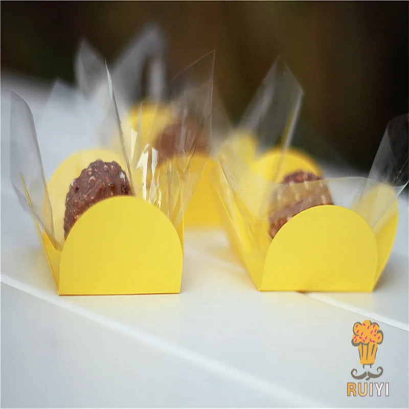 

50pcs Yellow cupcake wrappers wedding supplies birthday party festival chocolate candy box forminhas para doces AW-0517