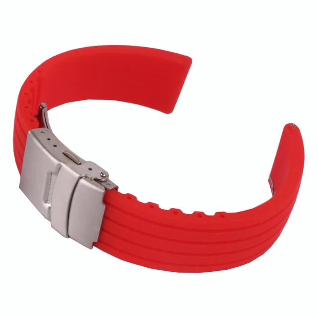 Buy 2 get 10% off) New fashion Silicone Rubber 18/20/22/24mm Solid Red/Black/brown Watch Army Military watchbands Strap Bands Red