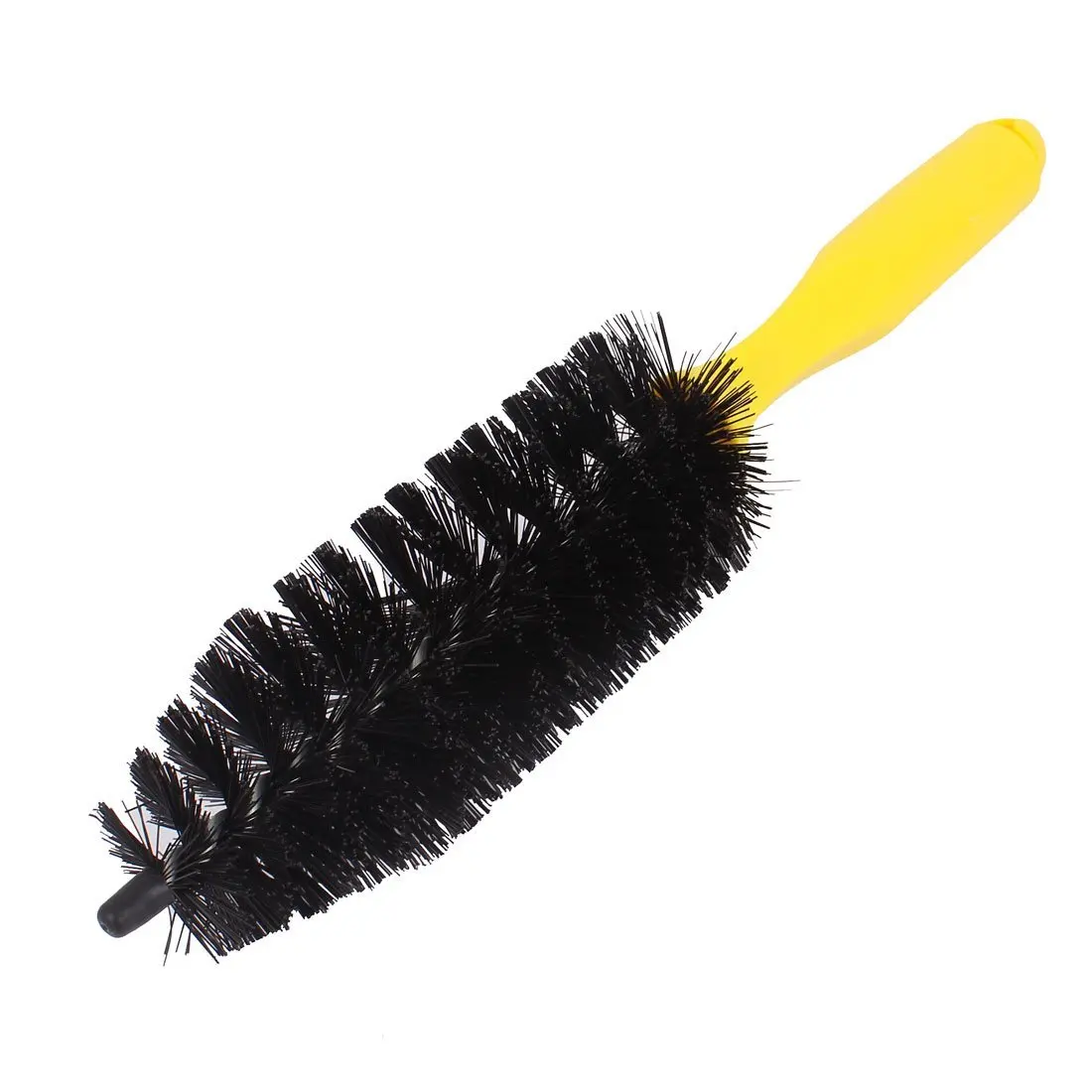 Motorcycle Car Wheel Spoke Brush Cleaner Black Yellow 11.8" Lengthin