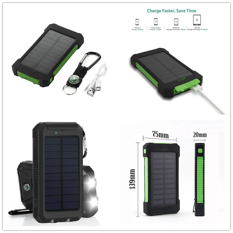 

1Pcs 14.9cm x 7.4cm x 1.8cm DIY Waterproof Dual USB + No Battery Solar LED 50000mAh Power Bank Charger Case Kit