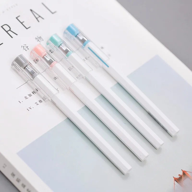 

"Pure White" 4pcs Simple Gel Pen Set Drawing Writing Pens 0.5mm Black Ink Student Stationery Gift Business Office Supplies