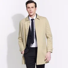 Брендовая мужская одежда, модный весенний хлопковый мужской длинный черный плащ на молнии, однобортное мужское пальто, деловая куртка