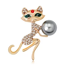 2019 Sweet Cat Brooch Lovely Green Eye Cat Ladies' Corsage Collar Dress Scarf Buckle Hat Metal Enamel Brooches Pin crystal enamel green gecko brooches lizard brooch pins animal corsage chameleon scarf buckle