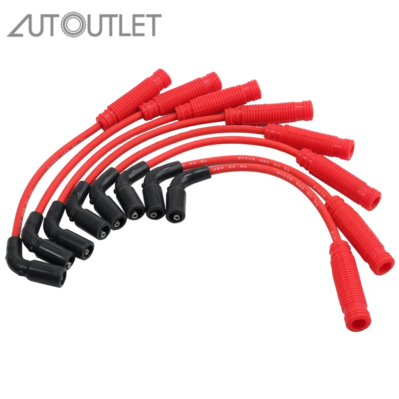 

AUTOUTLET 8 Pcs for Red Spark Plug Wires Set For Chevy Silverado GMC Sierra Yukon TRUCK 1500 1999-2013