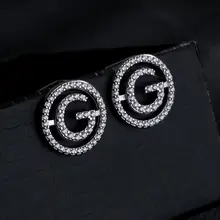 S925 Серебряные серьги буквы G, S925 Серебряные серьги иглы, модные ювелирные изделия серьги-гвоздики, серьги-гвоздики с буквами