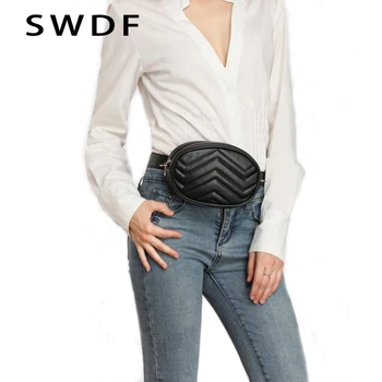 

SWDF Waist Bag Women Waist Fanny Packs Belt Bag Luxury Brand Leather Chest Handbag Red Black Color 2020 New Fashion High Quality