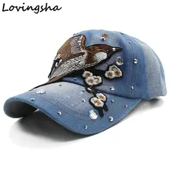 Lovingsha цветочный Бейсбол Кепки Snapback Лето Кепки Весна Стразы Кепки для девочек установлены Кепки Для женщин оптом дешево hat