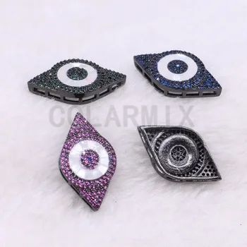 

10 pieces lucky eye pendants connector beads micro pave tiny crystal stone jewelry pendants finding 3537