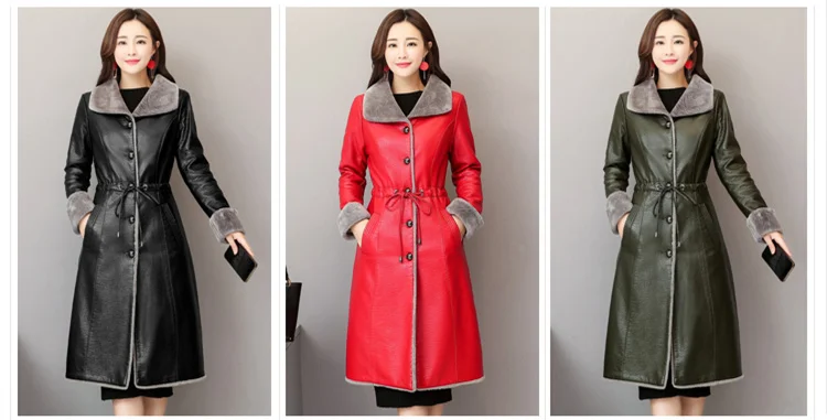 Зимняя кожаная куртка женская меховая куртка верхняя одежда размера плюс 4XL Модные женские пальто овечья шерсть Кожаные куртки ветровка