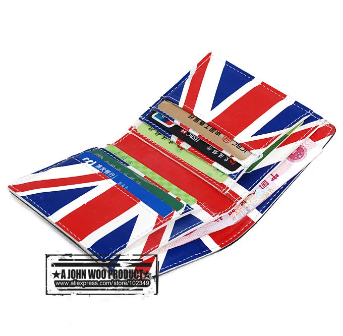 

New arrival designer UK flag genuine leather purse 100% real leather cowhide wallet for men women