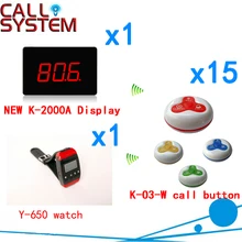 Pager Calling Restaurant Wireless Service Systems Ycall Waiter Display Panel With Call Button(1 display+1 watch+15 call button )
