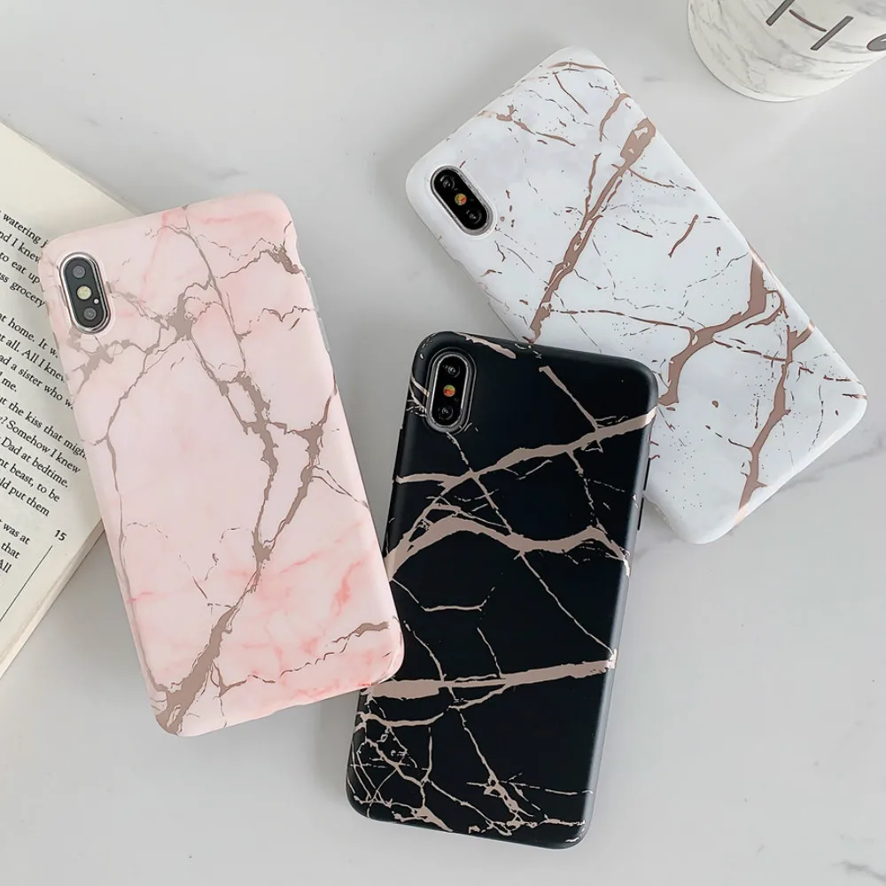 

For iPhone 8 7 6s 6 Plus X Soft TPU Silicone Marble Pattern Case Anti-knock Slim Cover Skin for Apple