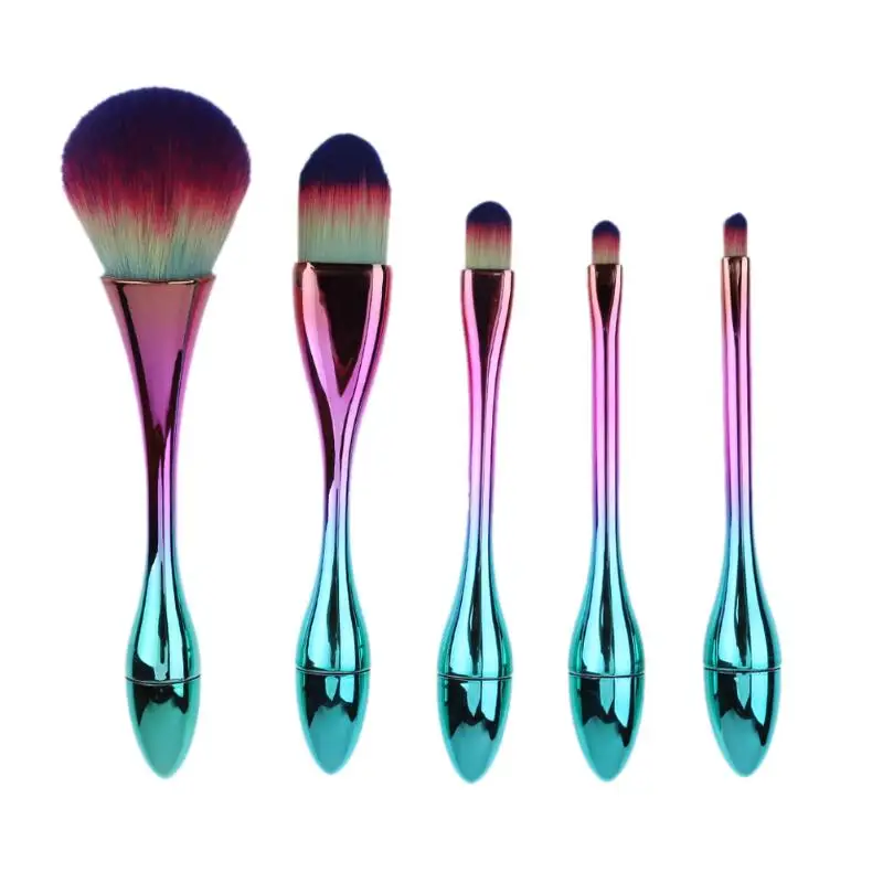 

5pcs/set Goblet Shaped Purple Makeup Brushes Set with Powder Foundation Concealer Contour Blending Eyeshadow Lip Brush kit