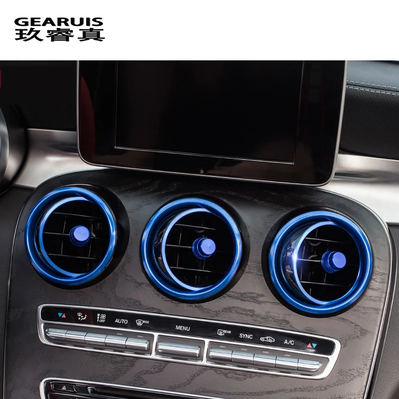 

Car-styling AC Outlet Ring Decoration Air Conditioning Vents Trim Stickers Cover for Mercedes Benz C Class W205 GLC 180 200 260