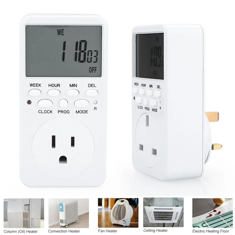 

12/24 Hours Intelligent 24 Hours Programmable Timer Socket for Smart Plug Timer for Electrical Outlets Switch Indoor