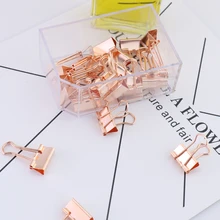 TUTU 15 25pcs Solid Color Rose Gold Metal Binder Clips Notes Letter Paper Clip Office Supplies