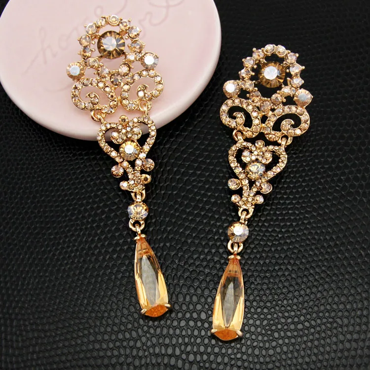 Flola Silver Crystal Drop Earrings For Women Luxury Long Wedding Flola Silver Crystal Drop Earrings For Women Luxury Long Wedding With Stones Fashion Jewelry Ersh37 In From