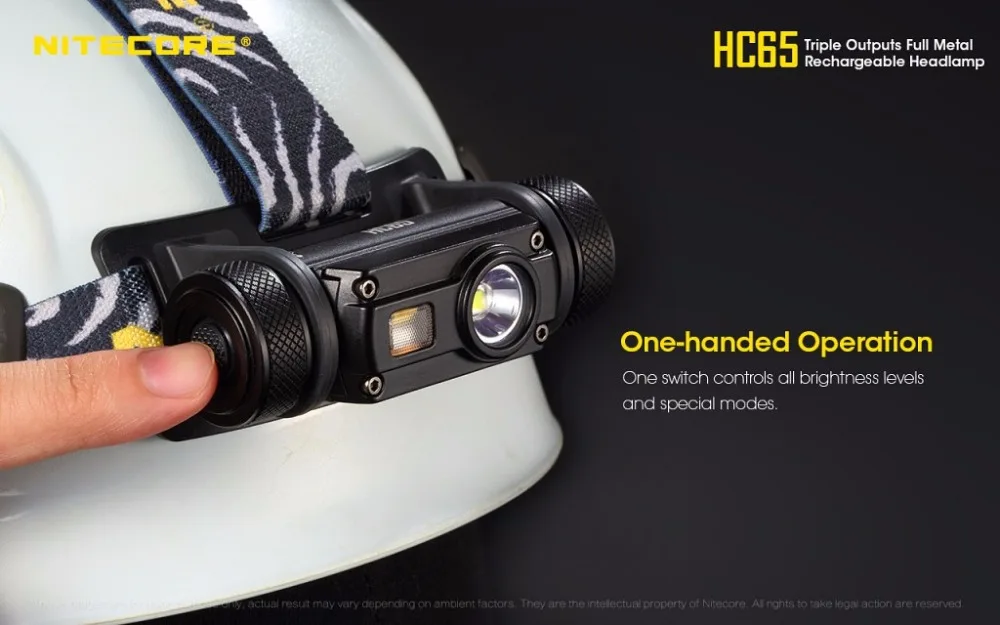 NITECORE HC65 USB Перезаряжаемый налобный фонарь XM-L2 U2 max 1000 люмен луч бросок 110 м фара с 18650 3400 мАч литий-ионный аккумулятор