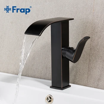 

FRAP Brass Single Handle Black Basin Faucet Deck Mounted Countertop Bathroom Basin Sink Mixers Hot and Cold Water Tap Y10134