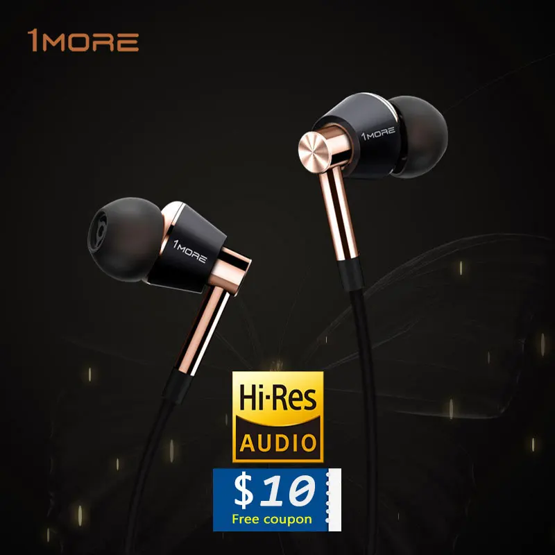 Original 1More Triple Driver In-Ear Earphone HIFI hybrid Earbuds with In-line Microphone and Remote for apple meizu xiaomi MP3