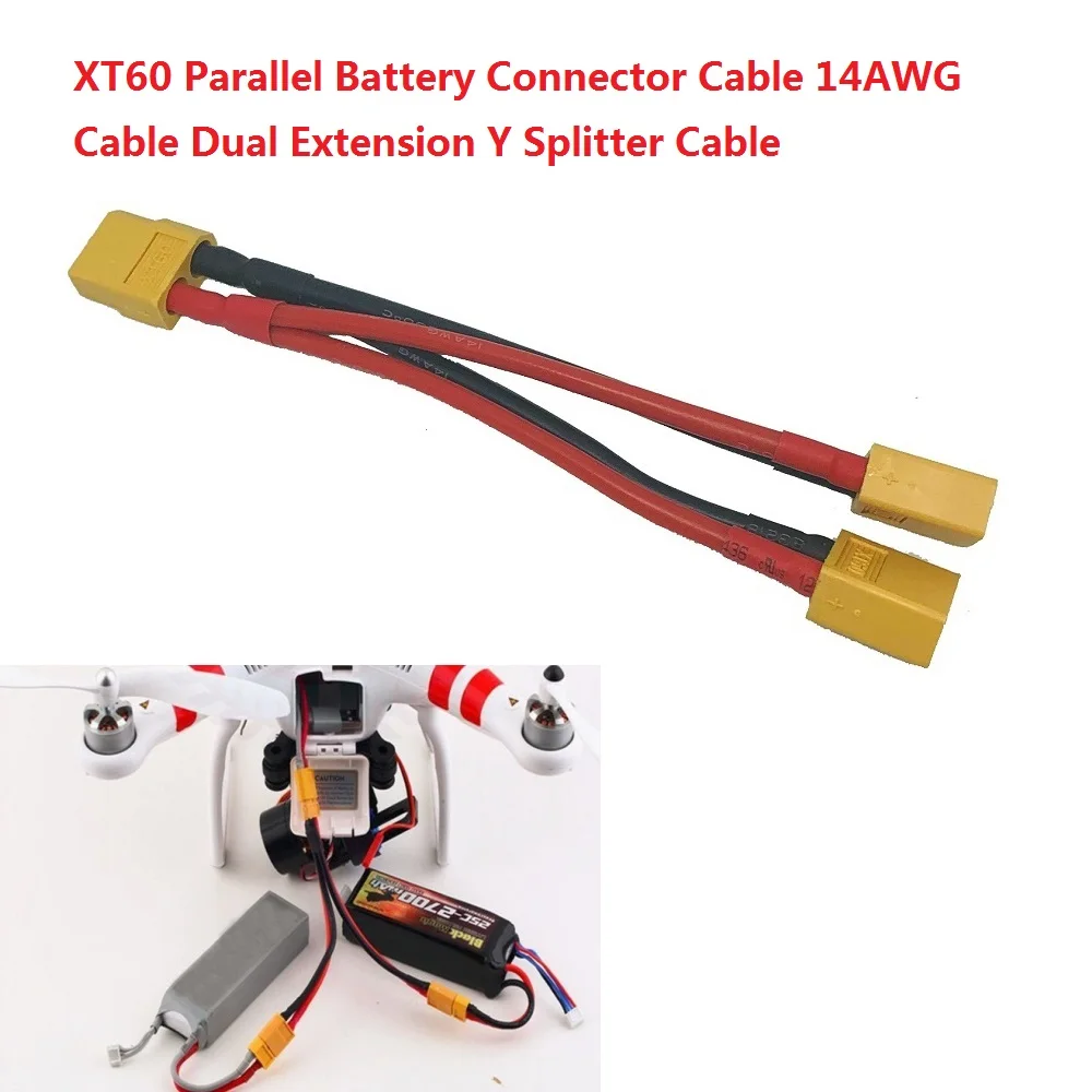 

Xt60 Parallel Battery Connector Cable Dual Extension Y Splitter Silicone Wire