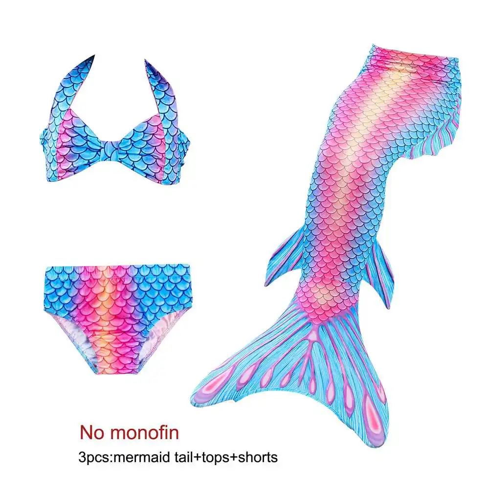 Детские хвосты русалки для одежда заплыва Русалка Купальник костюм бикини комплект девочек легко добавить в монофин - Цвет: mermaid tails 7