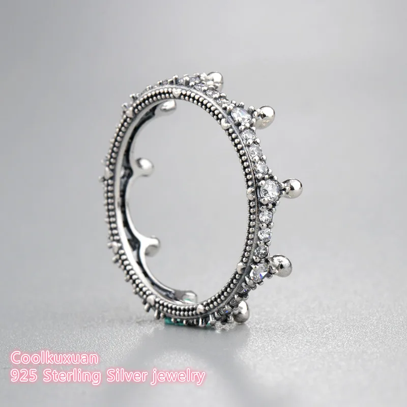 Новинка весны стерлингового серебра 925 очарованная Корона кольцо, прозрачный CZ для DIY ювелирных изделий женщин