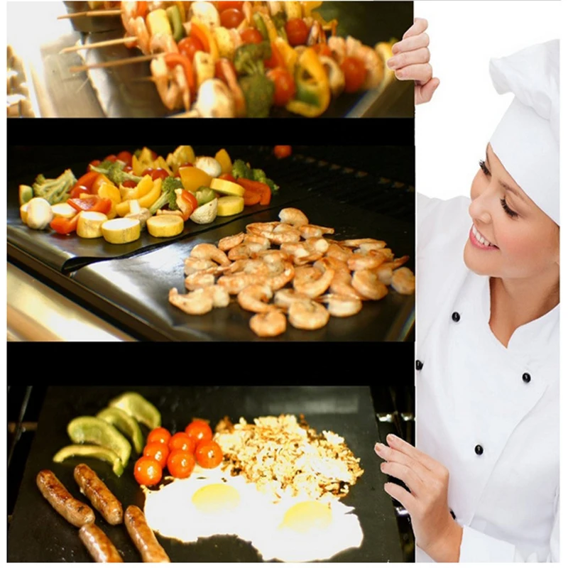 Reusable Barbecue Grill Baking Mat Non-stick BBQ Cooking Baking Mats Covers Sheet Foil Oilpaper Heat-Resistant Pad BBQ Liner 1PC