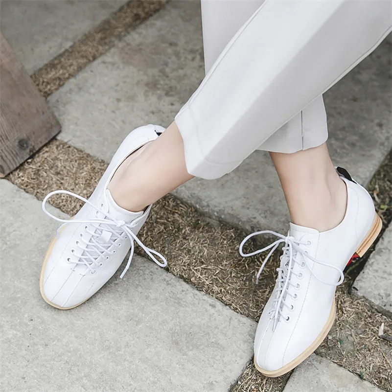 Con Básicos Cómodos blanco Mujer Suave Calidad Planos Alta Conasco De Zapatos Casuales Cordones Redonda Genuino Negro Mujer Para Cuero Punta Atados XZWfTRU