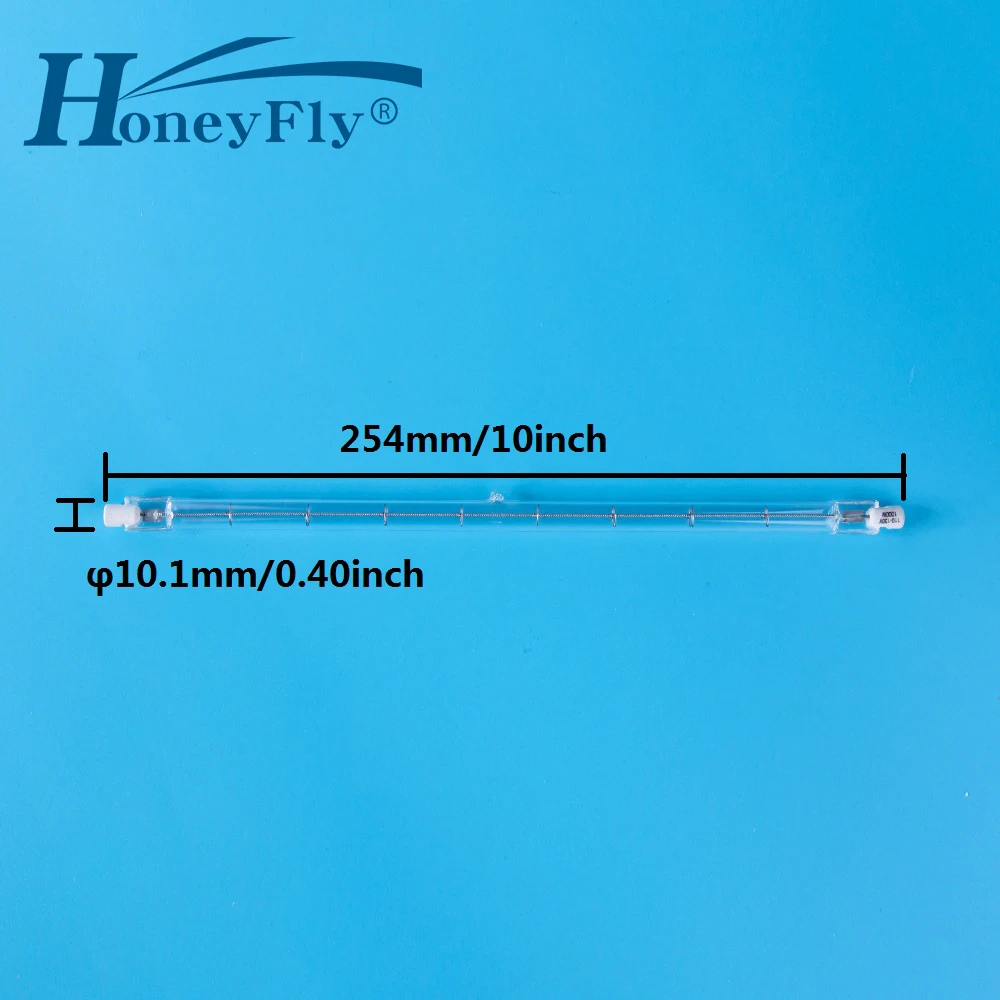 HoneyFly 10pcs Linear 254mm Halogen Lamp Bulbs J254 R7S 220V/110V 1000W 1500W Double Ended Filament Flood Lights Quartz Tube