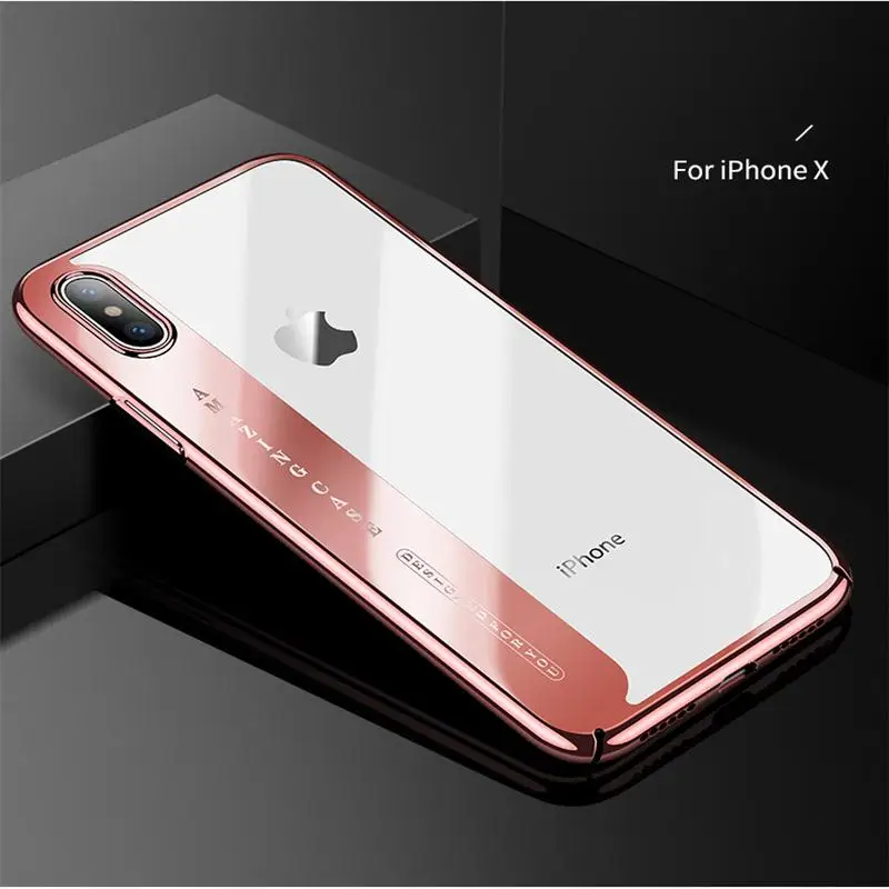 CAFELE чехол для iPhone X Модный чехол с покрытием жесткий прозрачный чехол для Apple IPhone X Чехлы против царапин - Цвет: Rose gold