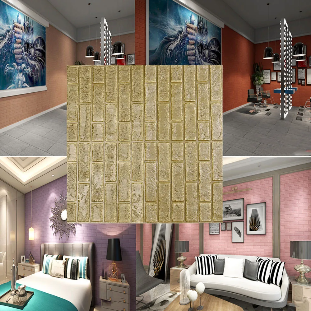 

60x60 cm Wall Stickers Wallpaper 3D Wall Paper Brick Stone Rustic Effect Self-adhesive Wall Sticker Home Decorations Decor new