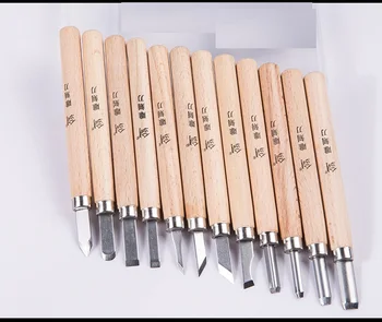 

12pcs/set Wood Carving Tools Set Knife Mini Chisel Asstorted Steel Blades With Pine Hand Wood Handle for Woodworking Chisels