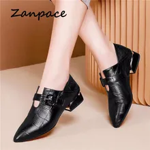Zanpace British Style Leather Boots Spring Pointed Toe Shoes Woman Thickened High Heels Boots Buckle Strap Dual-purpose Boots Zanpace British Style Leather Boots Spring Pointed Toe Shoes Woman Thickened High Heels Boots Buckle Strap Dual-purpose Boots